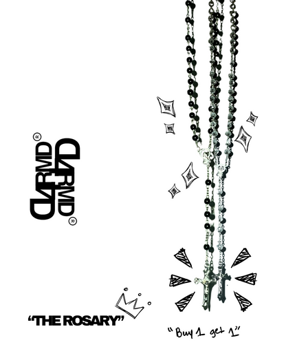 D4RMD - ROSARY LARAIT features elegant design with black beads and silver accents, perfect for any occasion.